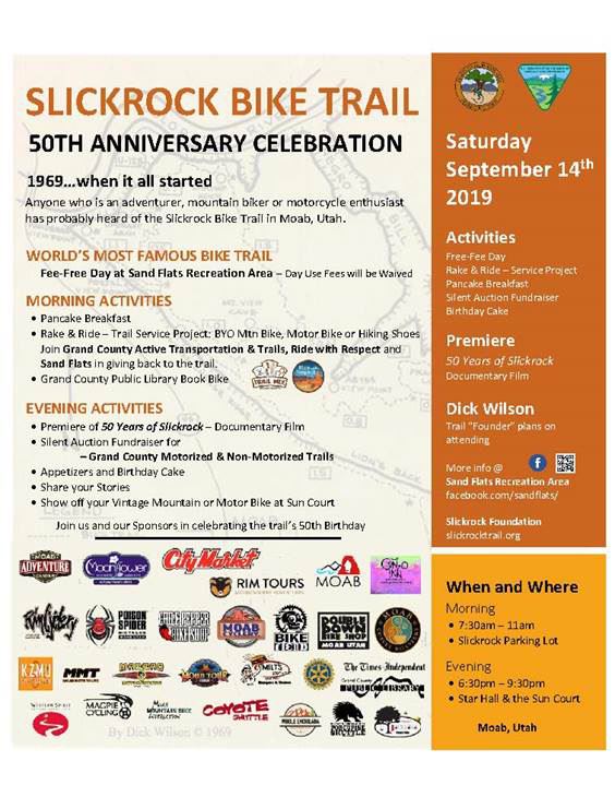 Slickrock Bike Trail 50th Celebration Flyer